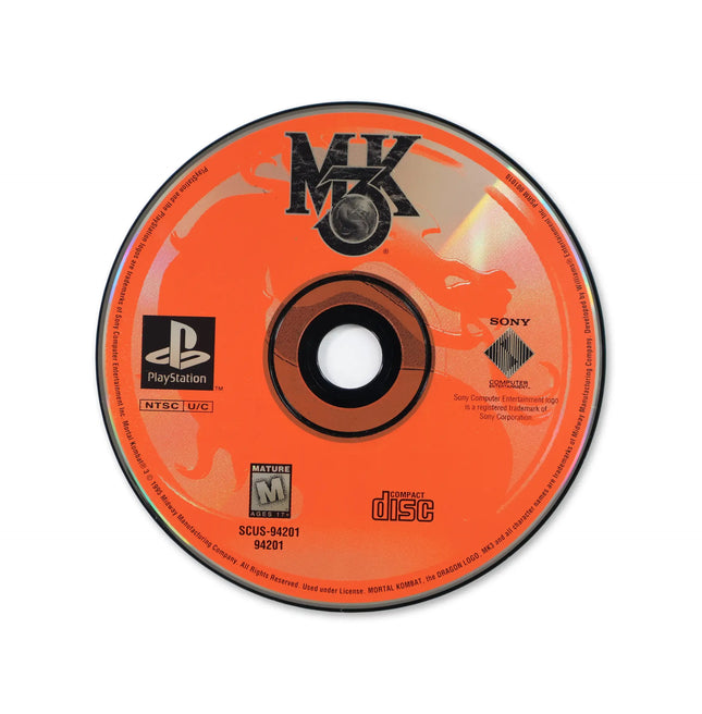 Mortal Kombat 3 for Sony PlayStation - Disc front with label - Game only.
