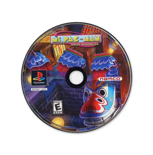 Ms. Pac-Man Maze Madness for Sony PlayStation - Disc front with label - Game only.