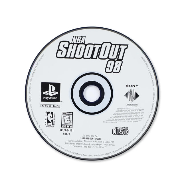 NBA ShootOut 98 for Sony PlayStation - Disc front with label - Game only.