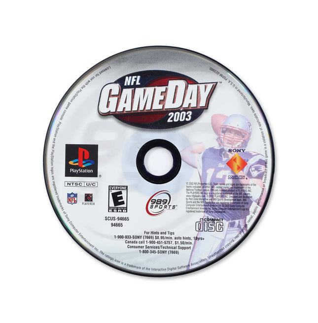 NFL GameDay 2003 for Sony PlayStation - Disc front with label - Game only.