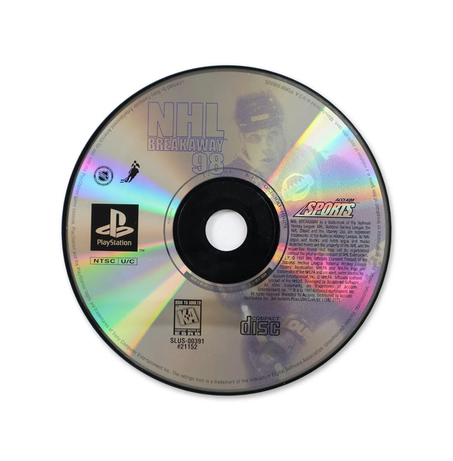 NHL Breakaway 98 for Sony PlayStation - Disc front with label - Game only.