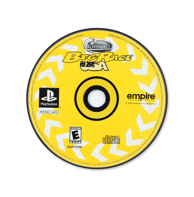 Pro Pinball Big Race USA for Sony PlayStation - Disc front with label - Game only.