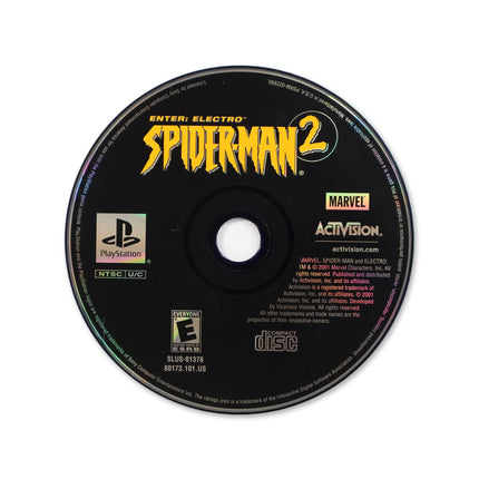 Spiderman 2 Enter Electro for Sony PlayStation - Disc front with label - Game only.