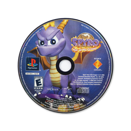 Spyro Year of the Dragon for Sony PlayStation - Disc front with label - Game only.