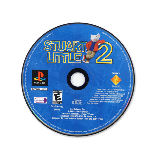 Stuart Little 2 for Sony PlayStation - Disc front with label - Game only.