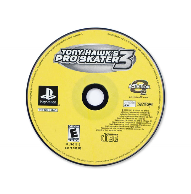 Tony Hawk 3 for Sony PlayStation - Disc front with label - Game only.