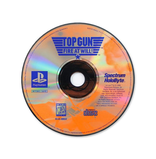 Top Gun Fire at Will for Sony PlayStation - Disc front with label - Game only.