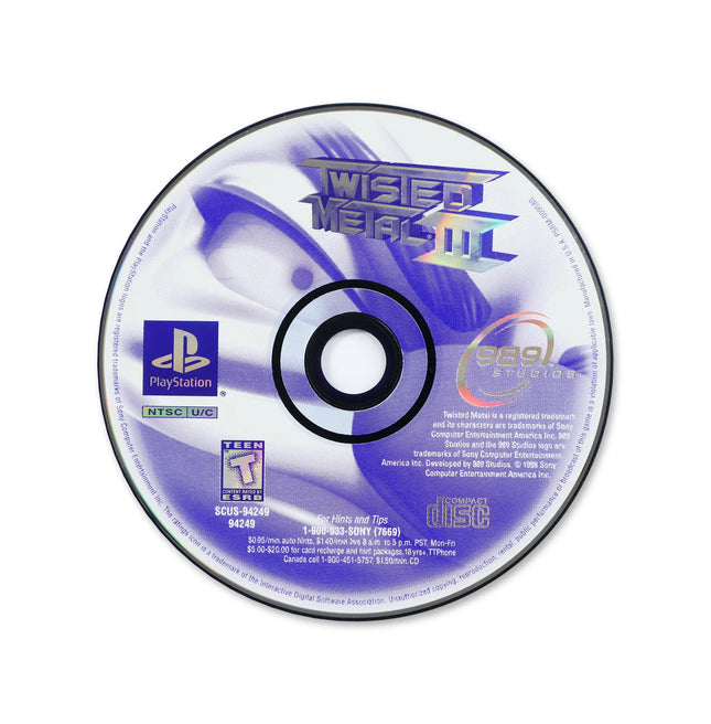 Twisted Metal 3 for Sony PlayStation - Disc front with label - Game only.