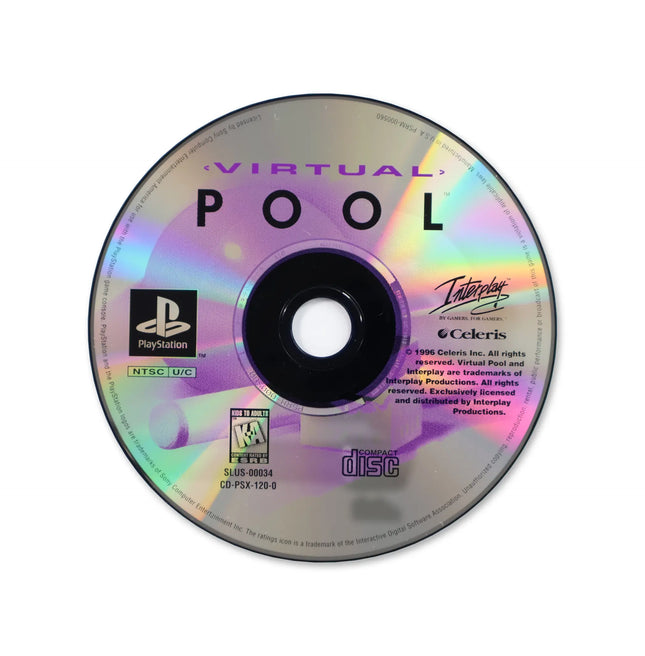 Virtual Pool for Sony PlayStation - Disc front with label - Game only.