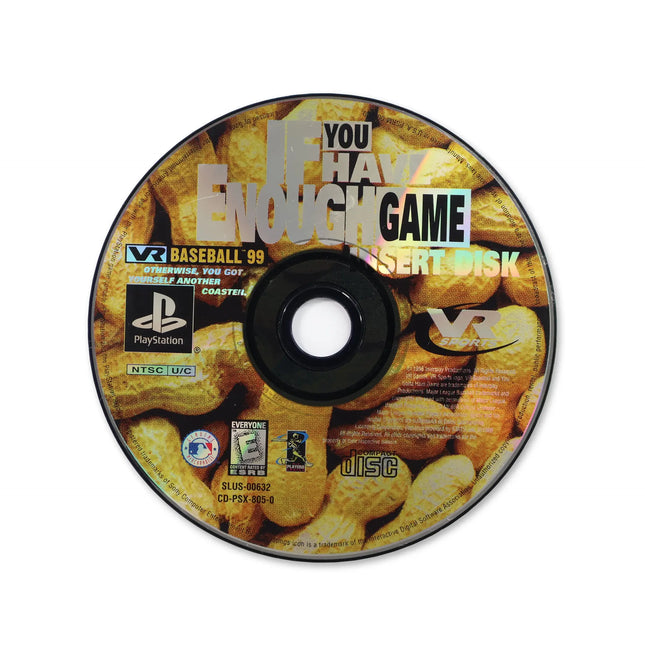 VR Baseball '99 for Sony PlayStation - Disc front with label - Game only.
