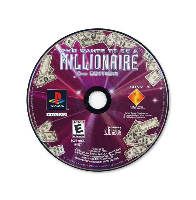 Who Wants To Be A Millionaire 2nd Edition for Sony PlayStation - Disc front with label - Game only.