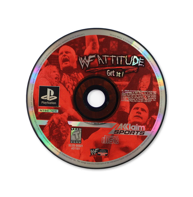 WWF Attitude for Sony PlayStation - Disc front with label - Game only.