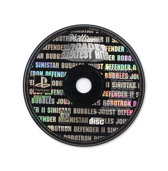 Williams Arcade's Greatest Hits for Sony PlayStation - Disc front with label - Game only.