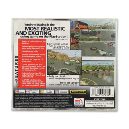 Andretti Racing [Greatest Hits] for Sony PlayStation - Case back cover - Product gallery.