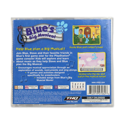 Blue's Clues Blue's Big Musical for Sony PlayStation - Case back cover - Product gallery.