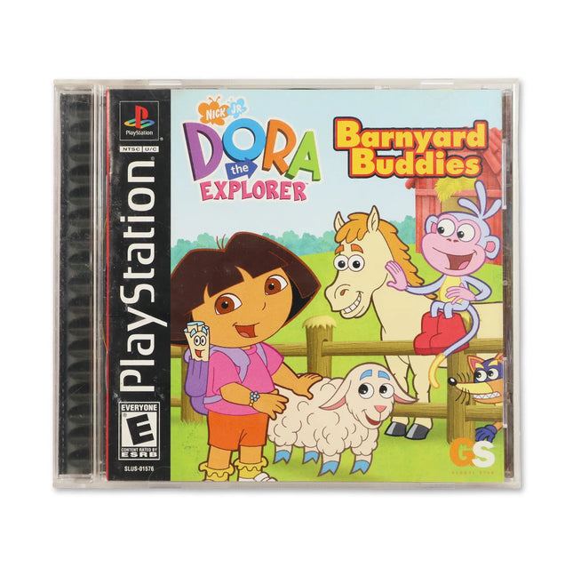Dora the Explorer Barnyard Buddies for Sony PlayStation - Case front cover - Complete in box or case and game.