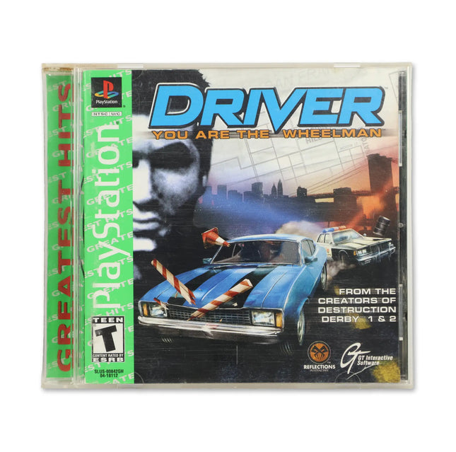 Driver [Greatest Hits] for Sony PlayStation - Case front cover - Complete in box or case and game.