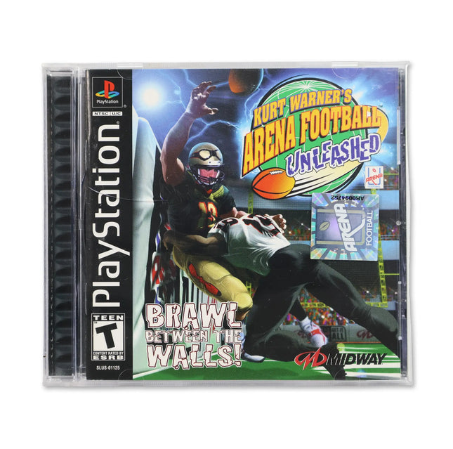 Kurt Warner's Arena Football Unleashed for Sony PlayStation - Case front cover - Complete in box or case and game.