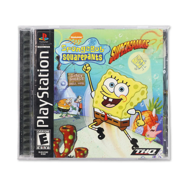 SpongeBob SquarePants Super Sponge for Sony PlayStation - Case front cover - Complete in box or case and game.