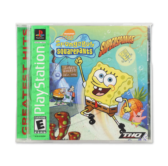 SpongeBob SquarePants Super Sponge [Greatest Hits] for Sony PlayStation - Case front cover - Complete in box or case and game.