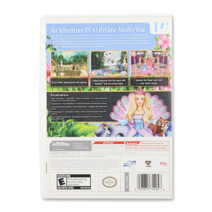 Barbie as the Island Princess for Nintendo Wii - Case back cover - Product gallery.