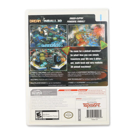 Dream Pinball 3D for Nintendo Wii - Case back cover - Product gallery.