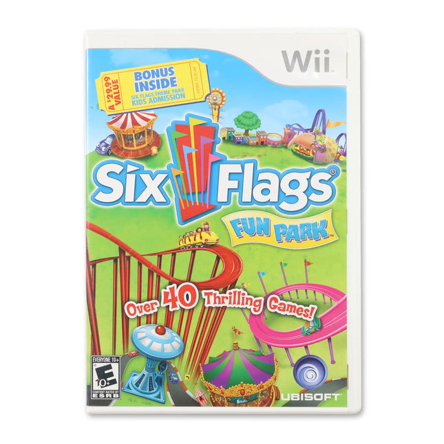 Six Flags Fun Park for Nintendo Wii - Case front cover - Complete in box or case and game.