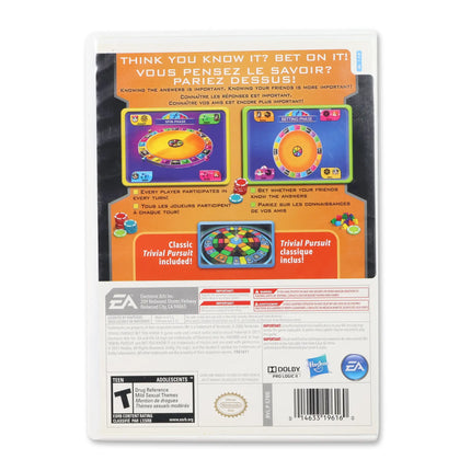 Trivial Pursuit: Bet You Know It for Nintendo Wii - Case back cover - Product gallery.