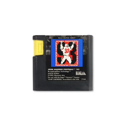 John Madden Football '93 for Sega Genesis - Cartridge front with label - Game only.
