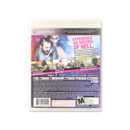 Kane & Lynch 2: Dog Days for PlayStation 3 - Box back - Product gallery.