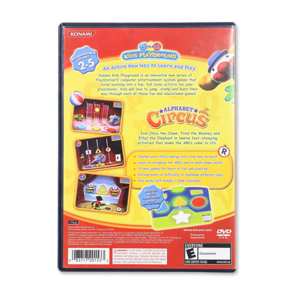 Konami Kids Playground: Alphabet Circus for Sony PlayStation 2 - Case back cover - Product gallery.