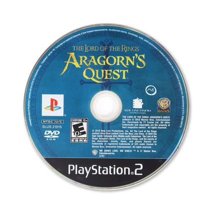 Lord of the Rings: Aragorn's Quest for Sony PlayStation 2 - Disc front with label - Game only.