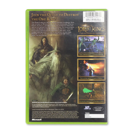 Lord of the Rings Fellowship of the Ring for Microsoft Xbox - Case back cover - Product gallery.