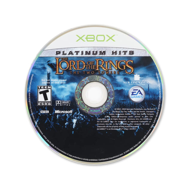 Lord of the Rings Two Towers [Platinum Hits] for Microsoft Xbox - Disc front with label - Game only.