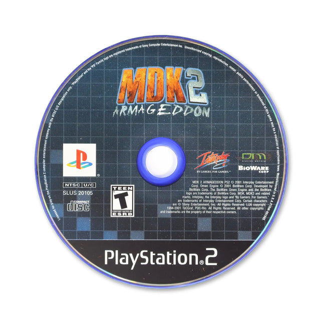 MDK 2 Armageddon for Sony PlayStation 2 - Disc front with label - Game only.