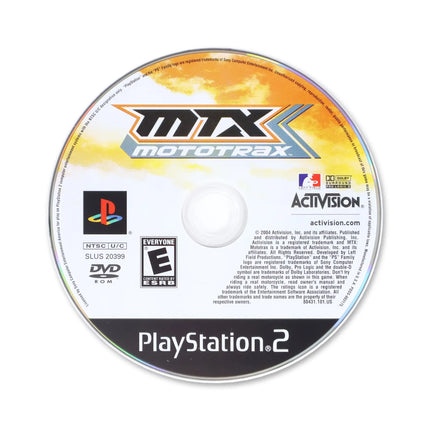 MTX Mototrax for Sony PlayStation 2 - Disc front with label - Game only.