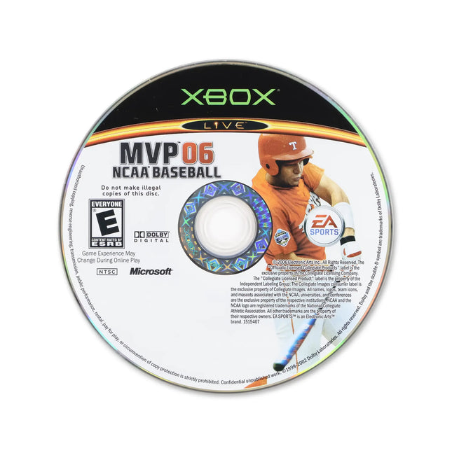 MVP NCAA Baseball 2006 for Microsoft Xbox - Disc front with label - Game only.
