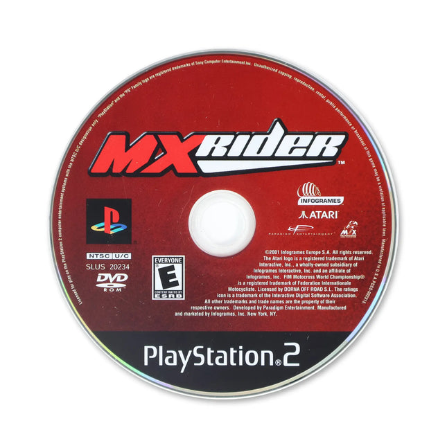 MX Rider for Sony PlayStation 2 - Disc front with label - Game only.