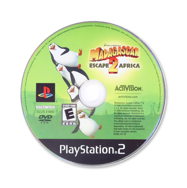Madagascar Escape 2 Africa for Sony PlayStation 2 - Disc front with label - Game only.