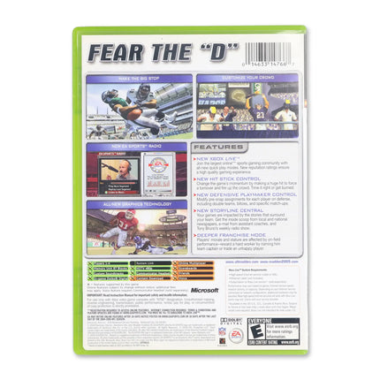 Madden 2005 for Microsoft Xbox - Case back cover - Product gallery.
