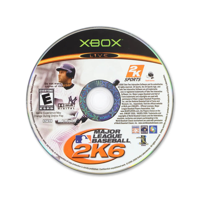 Major League Baseball 2K6 for Microsoft Xbox - Disc front with label - Game only.