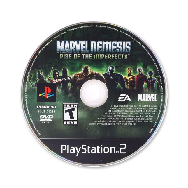 Marvel Nemesis Rise of the Imperfects for Sony PlayStation 2 - Disc front with label - Game only.