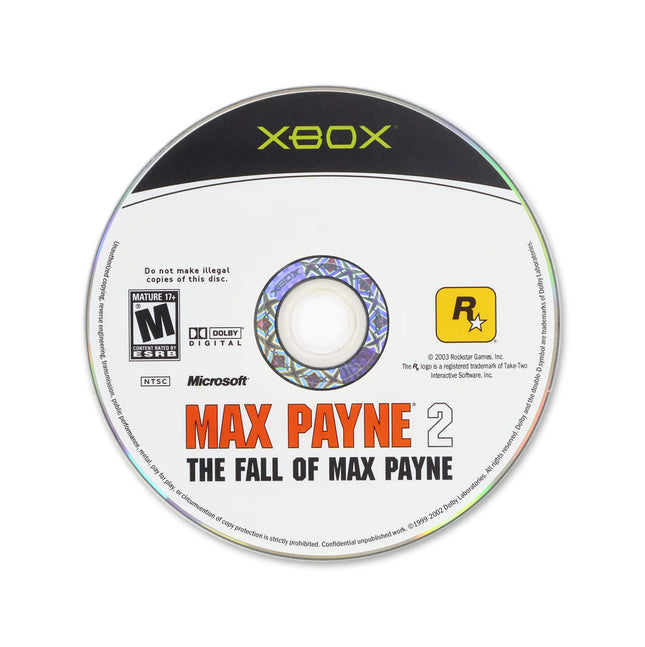 Max Payne 2 Fall of Max Payne for Microsoft Xbox - Disc front with label - Game only.