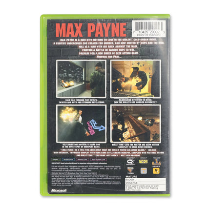 Max Payne for Microsoft Xbox - Case back cover - Product gallery.