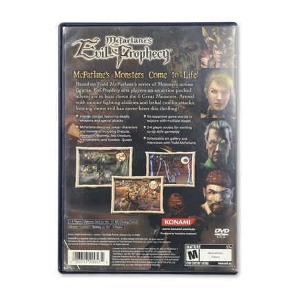 McFarlane's Evil Prophecy for Sony PlayStation 2 - Case back cover - Product gallery.
