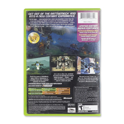 MechAssault 2 Lone Wolf [Limited Edition] for Microsoft Xbox - Case back cover - Product gallery.