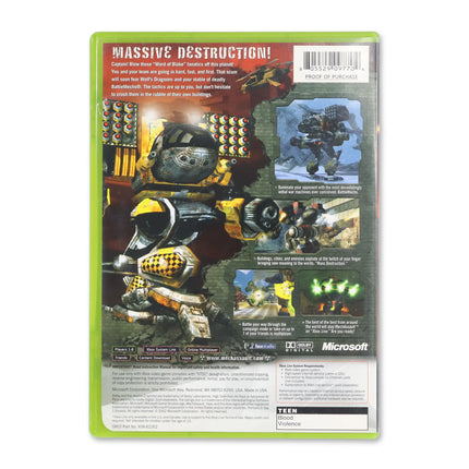 MechAssault for Microsoft Xbox - Case back cover - Product gallery.