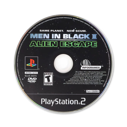 Men In Black II Alien Escape for Sony PlayStation 2 - Disc front with label - Game only.