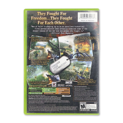 Men of Valor for Microsoft Xbox - Case back cover - Product gallery.
