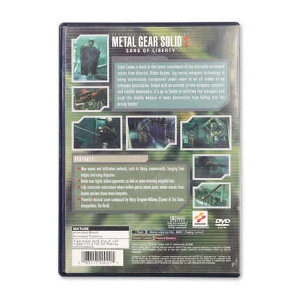 Metal Gear Solid 2 for Sony PlayStation 2 - Case back cover - Product gallery.